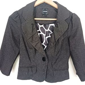 My Michelle • Women's Lapel Collar Single Button Quarter Sleeve Cropped …